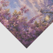 女性と城と橋の紫の花のデコパージュ 薄葉紙 (詳細)