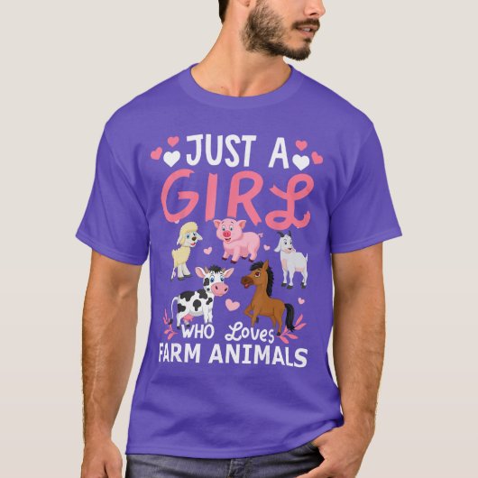 女性と女の子のための農場の動物が大好きな女の子 Tシャツ (正面)