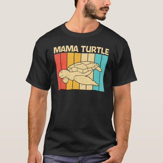 女性と女の子のクールなタートル 海亀 水生 アニ Tシャツ (正面)