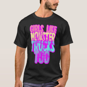 女性と女の子のモンスタートラックビッグスタイルトラック Tシャツ