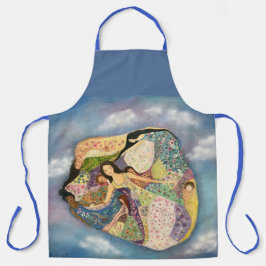 女性と女の子クリムトスタイルアート エプロン
