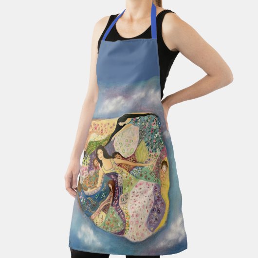 女性と女の子クリムトスタイルアート エプロン (インサイチュ)