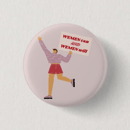 女性と女性がフェミニズムのスローガンに 缶バッジ