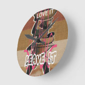 女性と子ども ラウンド壁時計 (傾斜)