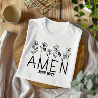 女性と子供のためのアーメンChristian T-Shirt Tシャツ