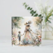 女性と子供の花園の母の日 カード (スタンド正面)