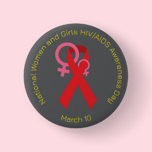 女性と少女のHIV/AIDS啓発デー 缶バッジ