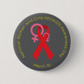 女性と少女のHIV/AIDS啓発デー 缶バッジ (正面)