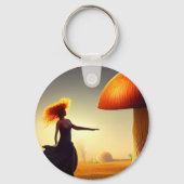 女性と巨大なキノコ キーホルダー (裏面)