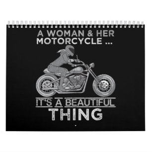 女性と彼女のオートバイの芸術ギフトバイクもしくは自転車に乗る人 カレンダー
