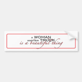 女性と彼女のトラック…バンベルシール。 バンパーステッカー