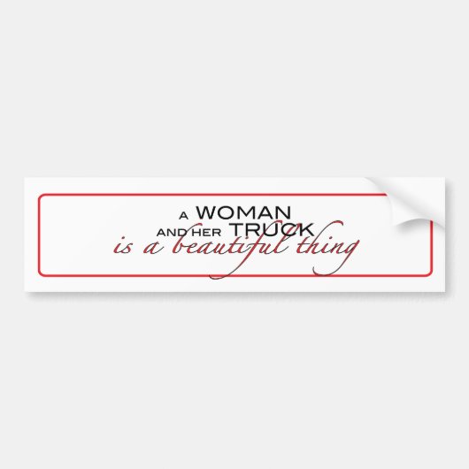 女性と彼女のトラック…バンベルシール。 バンパーステッカー (正面)