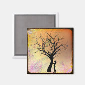 女性と木のシルエットミニャット マグネット (正面/裏面)