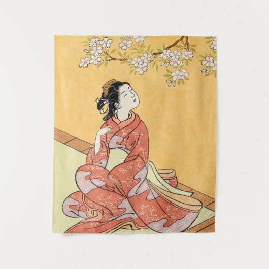 女性と桜 #2 タペストリー (正面)