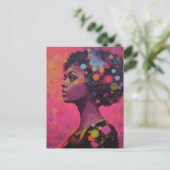 女性と水玉模様 ポストカード (スタンド正面)