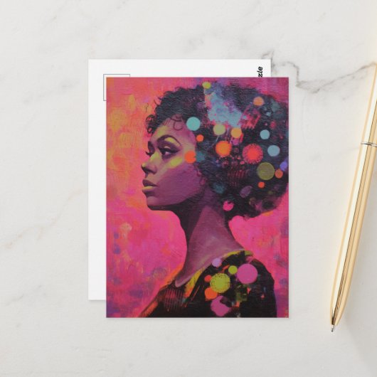 女性と水玉模様 ポストカード (正面/裏面インサイチュ)