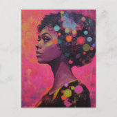 女性と水玉模様 ポストカード (正面)