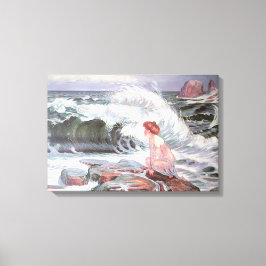 女性と波のバイザビーチ（フランチェクスクプカ） キャンバスプリント
