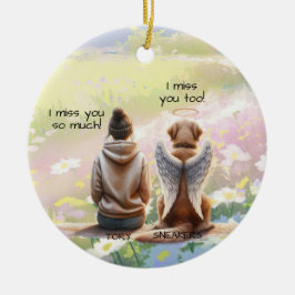 女性と犬のメモリアル セラミックオーナメント