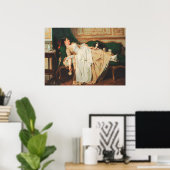 女性と犬のヴィンテージポートレートアート ポスター (ホームオフィス)