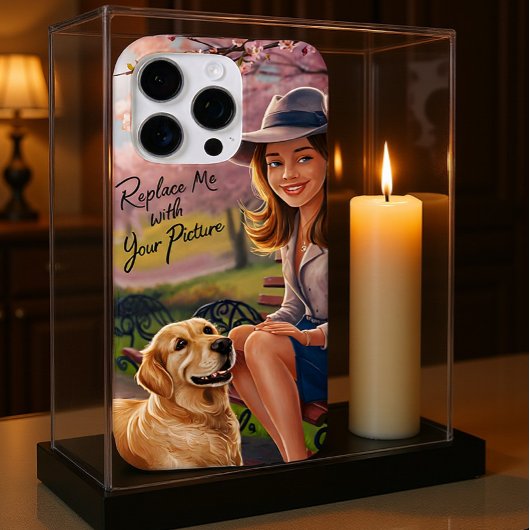 女性と犬の公園のベンチのポートレート Case-Mate iPhoneケース