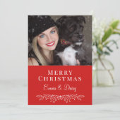 女性と犬の写真クリスマスホリデー シーズンカード (スタンド正面)