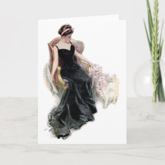 女性と猫たち カード