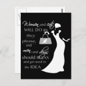 女性と猫の引用文 ポストカード (正面/裏面)