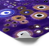 女性と猫の紫のアお洒落ート ポスター (角)