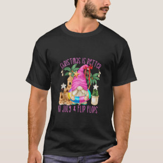 女性と男性のためのかわいい夏のノーム 面白いクリスマス Tシャツ