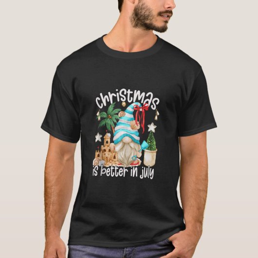 女性と男性のための可愛い夏のビーチのノーム クリス Tシャツ (正面)