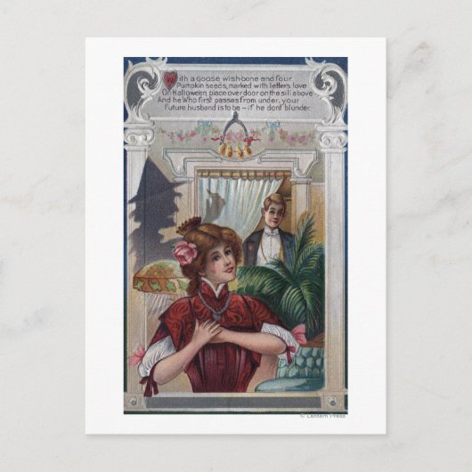 女性と男性の側面の柱 ポストカード (正面)