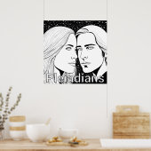 女性と男性の背の高いプレアディアン ポスター (キッチン)