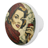 女性と糸のヴィンテージ セラミックノブ (右)