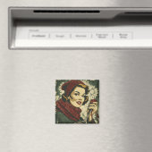 女性と糸のヴィンテージ マグネット (インサイチュ (食洗機))