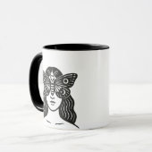 女性と蛾 マグカップ (正面左)