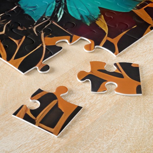 女性と蝶の混合メディア ジグソーパズル (側面)