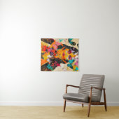 女性と蝶の混合メディア タペストリー (インサイチュ(横))