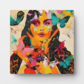 女性と蝶の混合メディア フォトプラーク (正面)