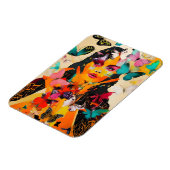 女性と蝶の混合メディア マグネット (左側)