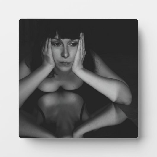 女性と鏡 フォトプラーク (正面)