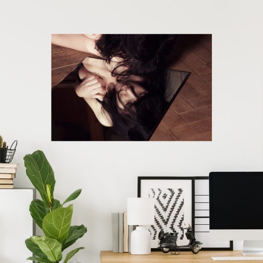 女性と鏡 ポスター (ホームオフィス)