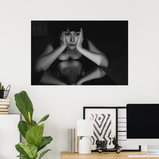 女性と鏡 ポスター (ホームオフィス)