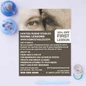 女性と馬、乗馬インストラクター、アカデミー チラシ (シングル)