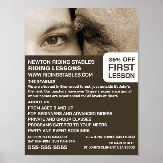 女性と馬、乗馬インストラクター、アカデミー ポスター (正面)