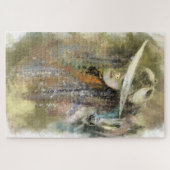 女性と馬 – 抽象芸術オリジナルアー絵画ト ジグソーパズル (横)