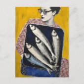 女性と魚 ポストカード (正面)
