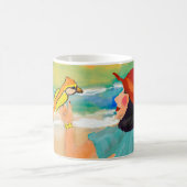 女性と鳥のトレンド自然コーヒーマグ コーヒーマグカップ (中央)