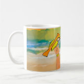 女性と鳥のトレンド自然マグカップ コーヒーマグカップ (左)