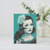 女性と鳥 ポストカード (スタンド正面)